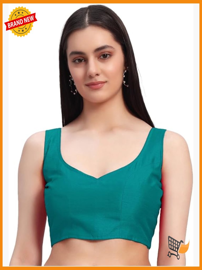 Sleeveless Crop Top Blouse Sweetheart Neck Partywear Indian Ethnic Silk Choli